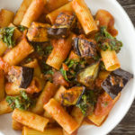 Harissa Eggplant Pasta with Kale