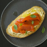 Red Fire Roasted Peppers Toast with Hummus and Oregano